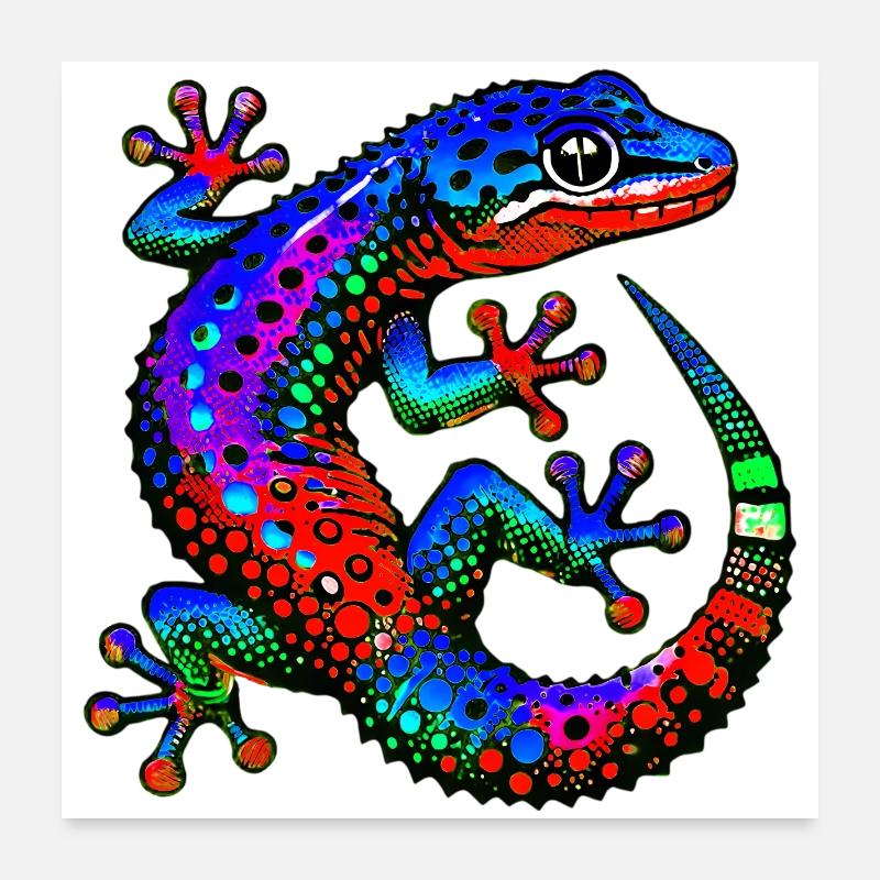 Gecko - Poster 60x60 cm - Weiß