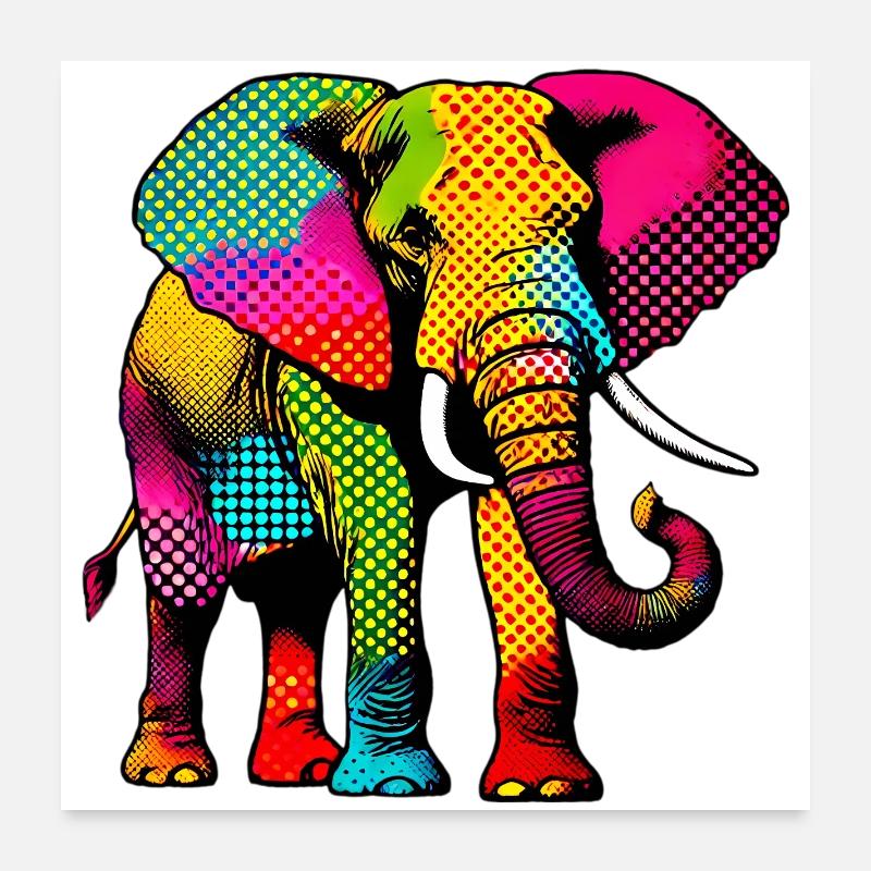 Elephant - Poster 24" x 24" (60x60 cm) - white