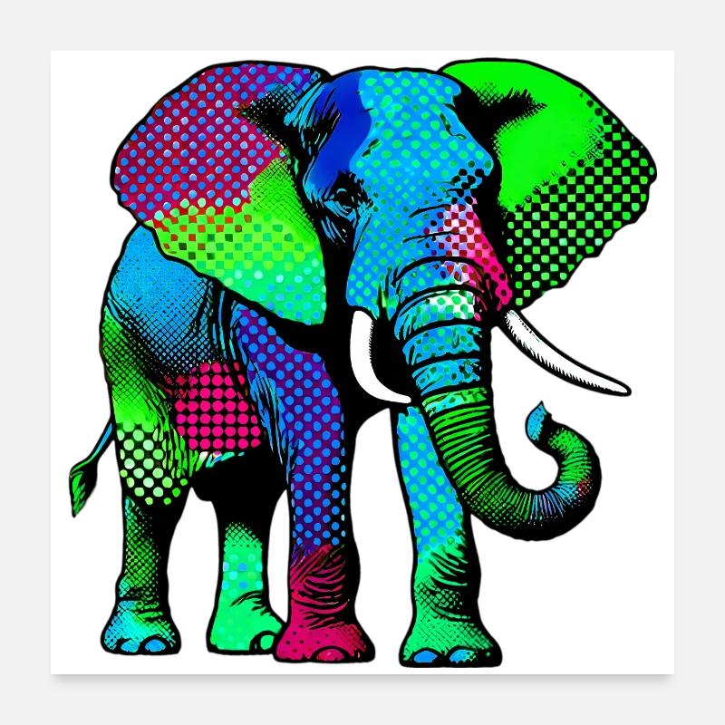 Éléphant Poster 60 x 60 cm