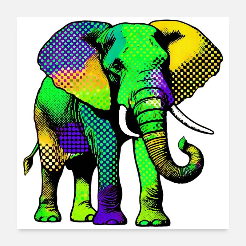 Elephant - Poster 24" x 24" (60x60 cm) - white