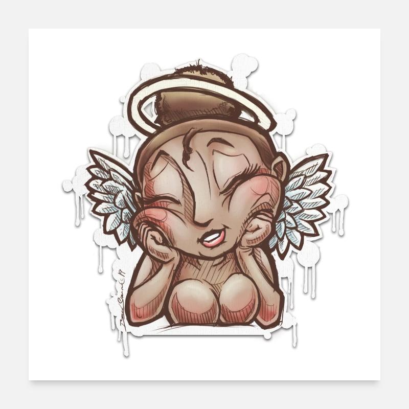 Dessin d'ange Rêveuse  Poster 60 x 60 cm
