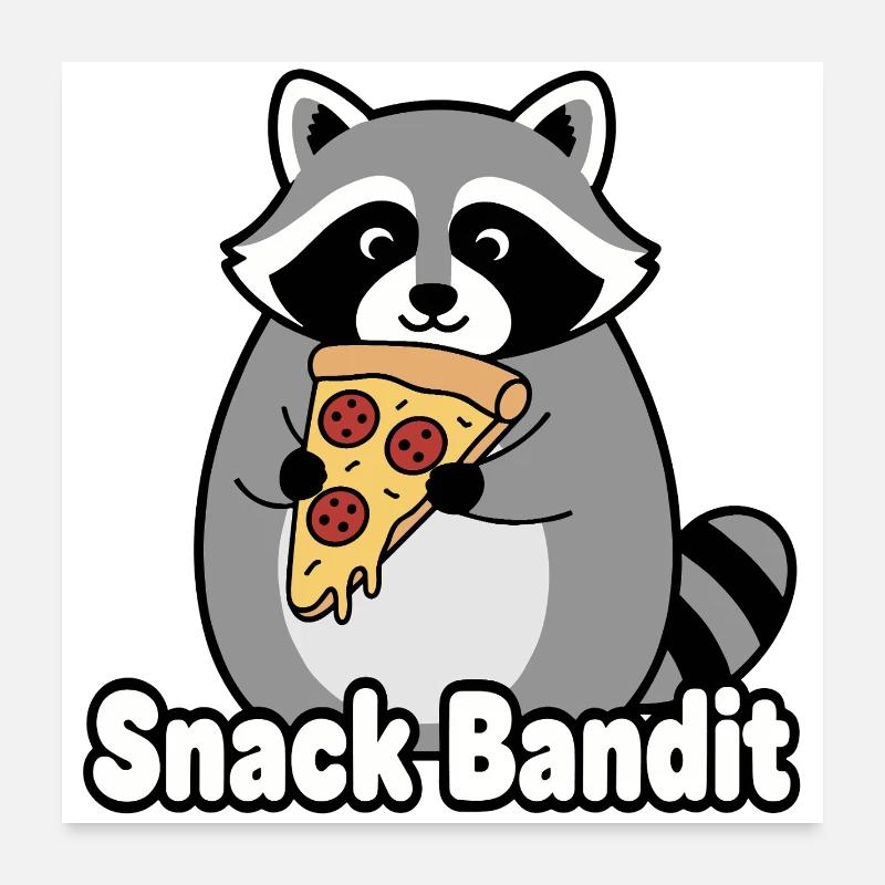 Snack Bandit Pizza raton laveur Poster 60 x 60 cm