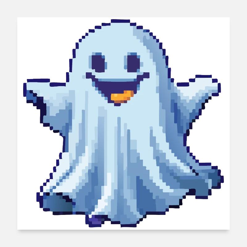 Pixel Ghost: Pixelated Friendly Spirit Poster 60x60 cm