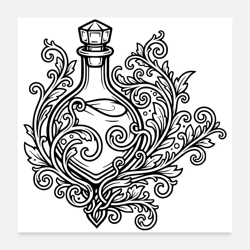 Elixir vial and flowers Poster 24" x 24" (60x60 cm)