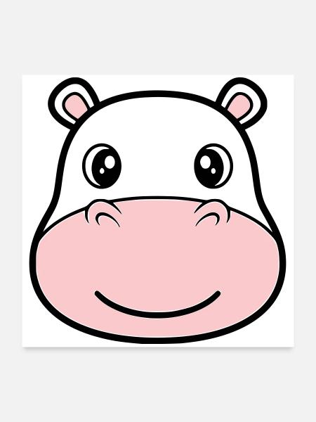Nilpferd Kopf Gesicht Maske Lächeln - Poster 60x60 cm - Weiß - Vorne