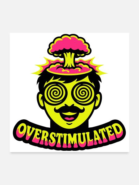 Overstimulated Neon Kopf - Poster 60x60 cm - Weiß - Vorne