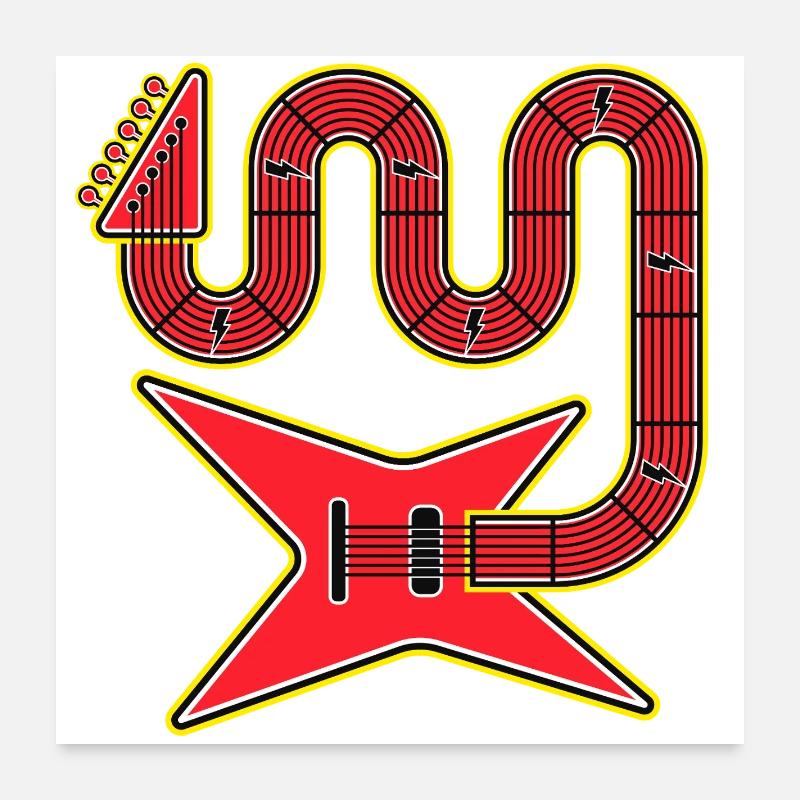 Rote Abstract Shape E-Gitarre Poster 60x60 cm