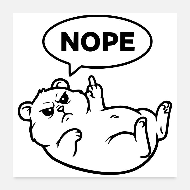 Hamster Mittelfinger Nope Outline Poster 60x60 cm