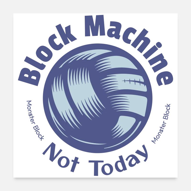 Machine à blocage - Volley-ball - Poster 60 x 60 cm - blanc