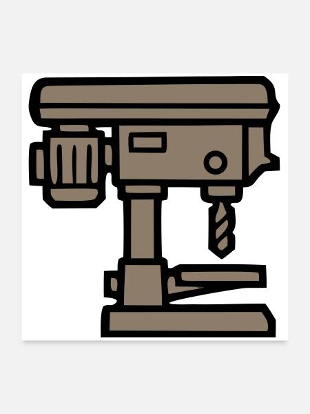 Standbohrmaschine Werkzeug Icon - Poster 60x60 cm - Weiß - Vorne