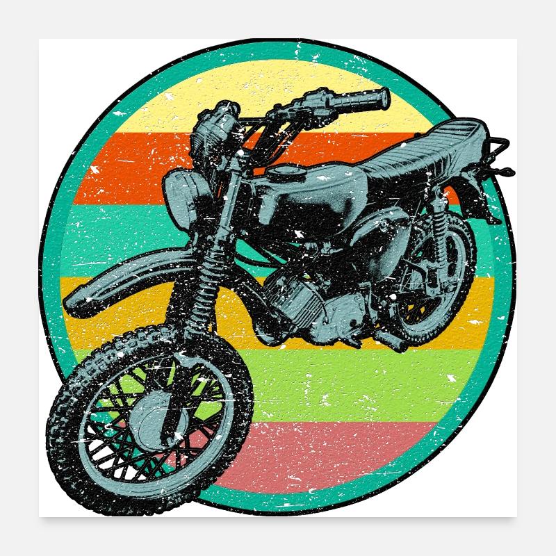 Retro Moped Relief Patch 3D used look - Poster 60x60 cm - Weiß