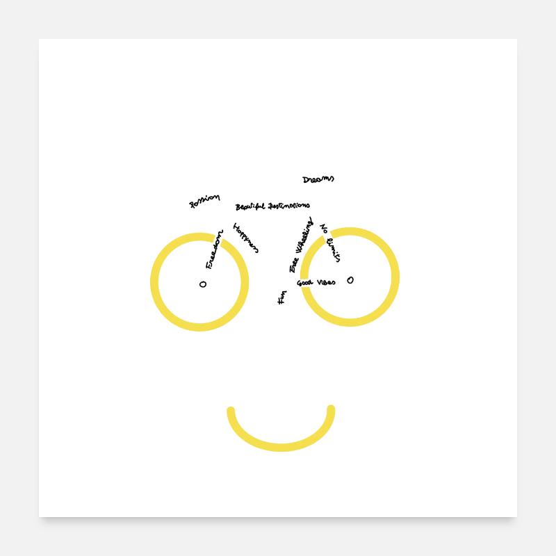 Sourire avec un vélo - Poster 60 x 60 cm - blanc