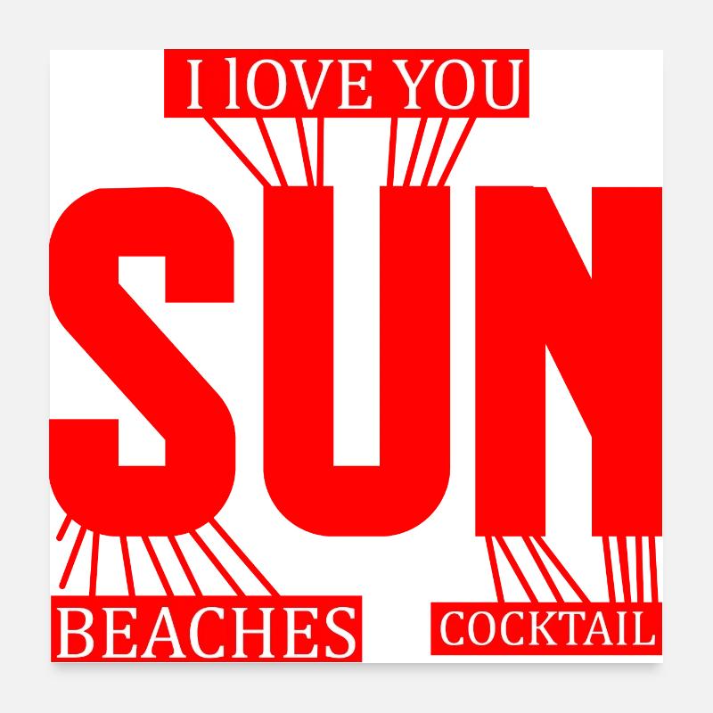 j'adore le soleil plage et cocktail Poster 60 x 60 cm
