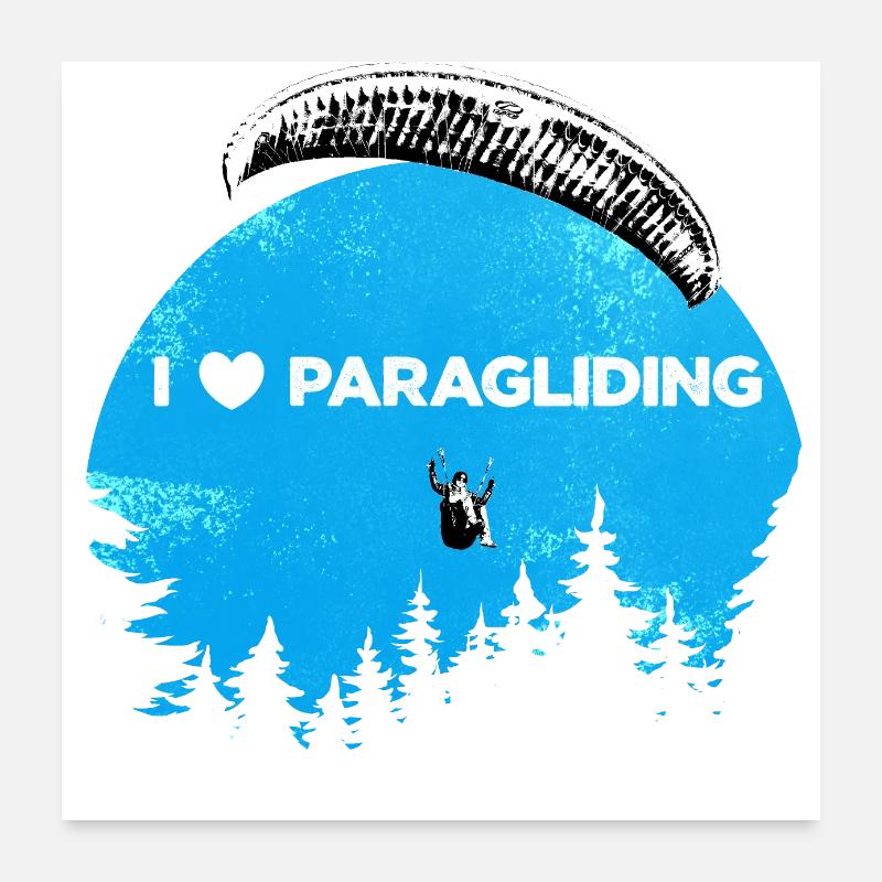 I 🤍 Parapente bleu Poster 60 x 60 cm