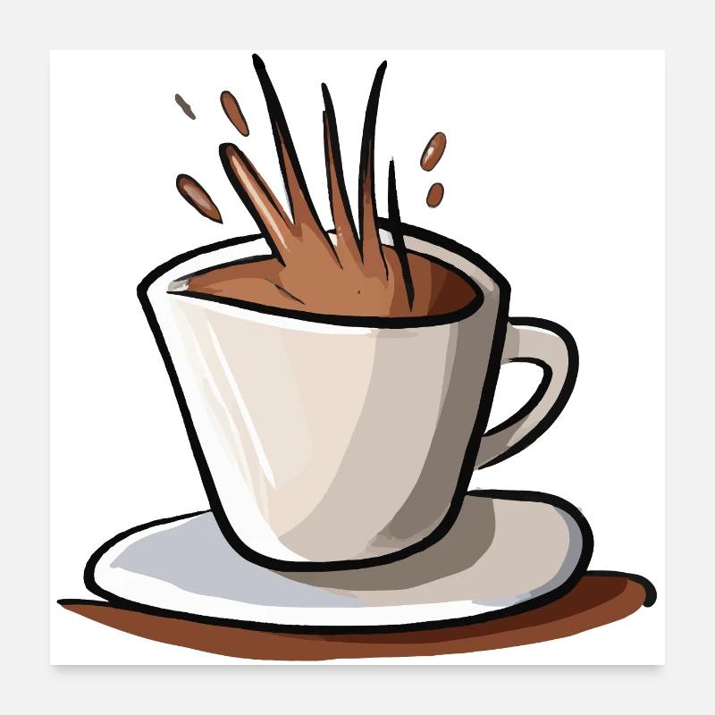 Kaffee Illustration Geschenkidee für Kaffeetrinker Poster 60x60 cm