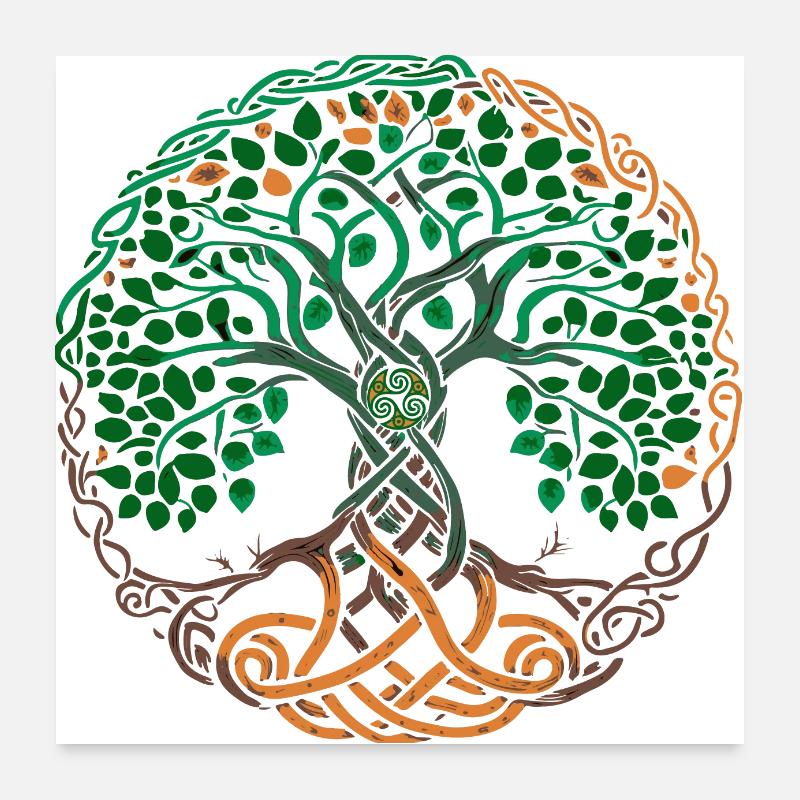 Keltischer Baum des Lebens - Poster 60x60 cm - Weiß