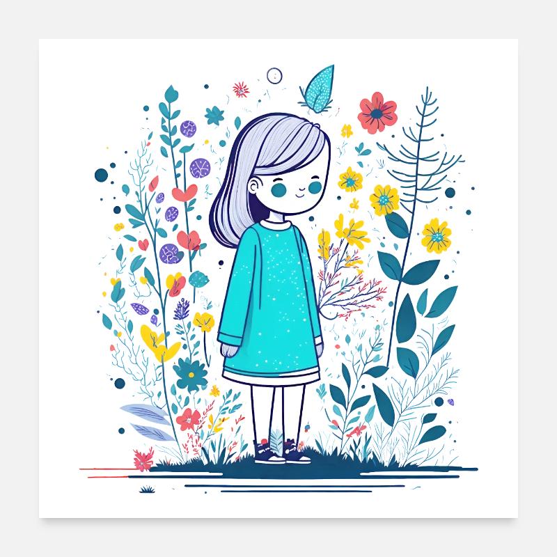 Petit dans le jardin Poster 60 x 60 cm