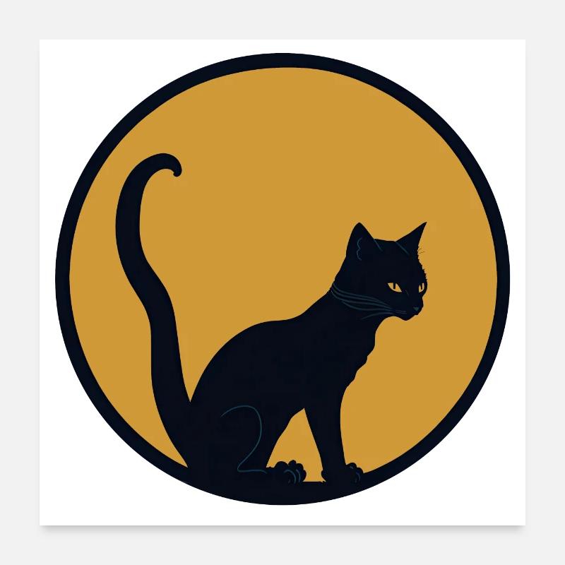 Schwarze Katze, ein Symbol Poster 60x60 cm