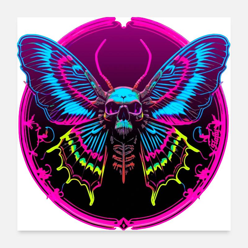 Crâne Papillon Poster 60 x 60 cm