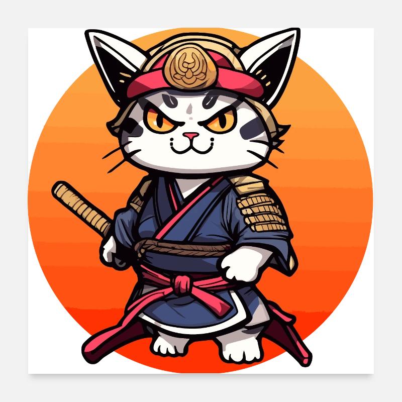 Samurai Cat #26 Poster 24" x 24" (60x60 cm)