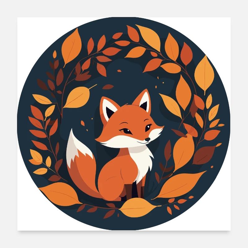 Renard en automne #7 Poster 60 x 60 cm