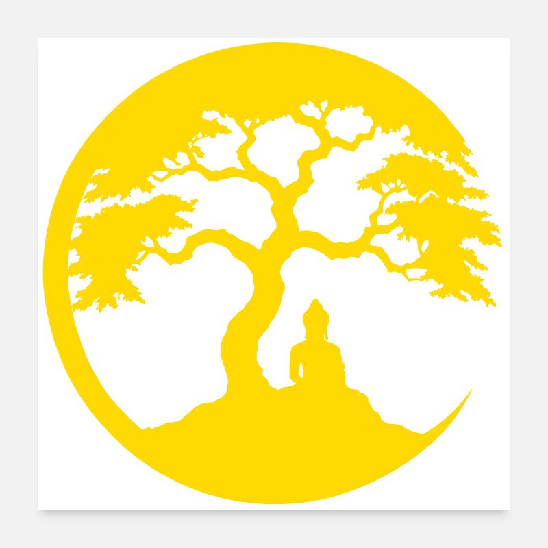 Bouddha, Cercle Zen Poster 60 x 60 cm