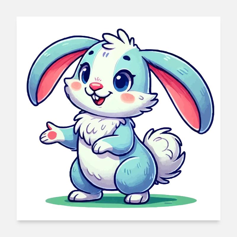 Hase Comic - Poster 60x60 cm - Weiß