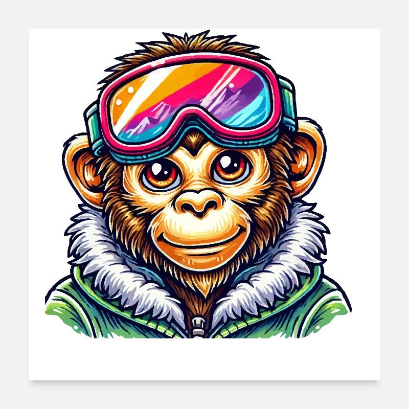 Lunettes de ski Monkey Poster 60 x 60 cm