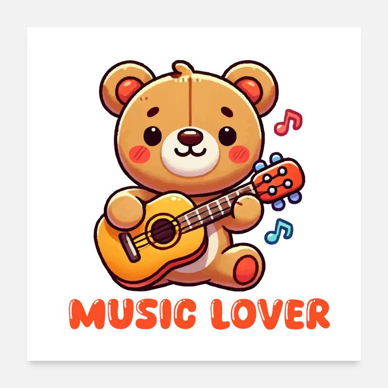 Teddy Bear Guitar Poster 24" x 24" (60x60 cm)
