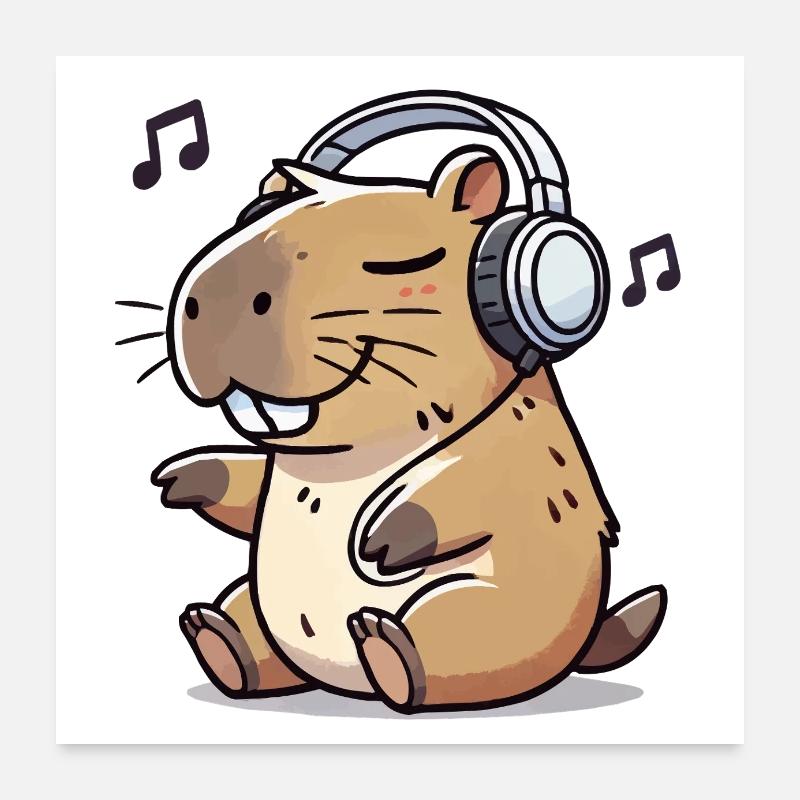 Musique Capybara Poster 60 x 60 cm