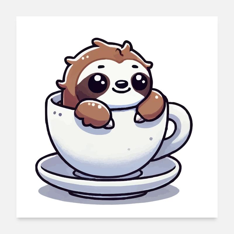 Sloth Coffee Mug Poster 24" x 24" (60x60 cm)