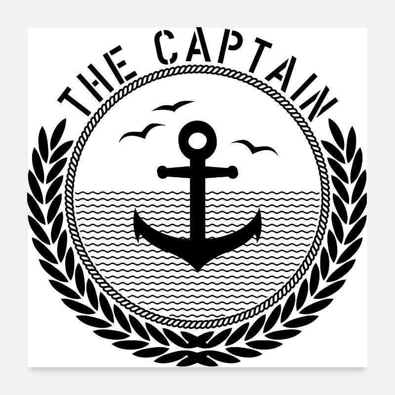 The Captain - Anchor - Poster 60x60 cm - Weiß