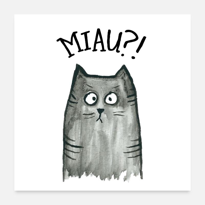 Grau getigerte Katze Miau Poster 60x60 cm