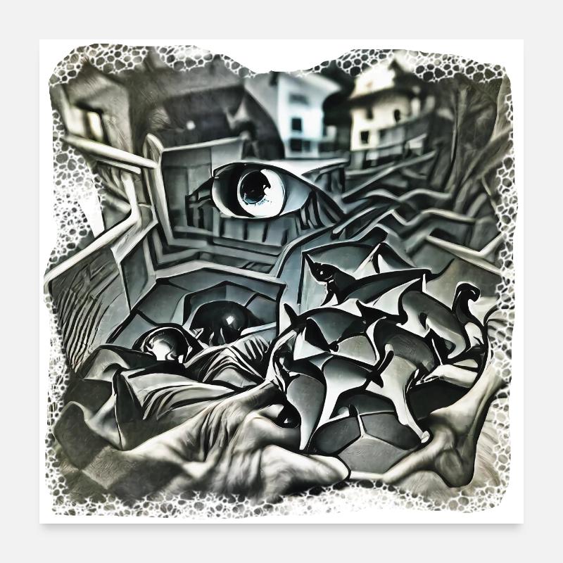 Escher Style - Poster 60 x 60 cm - blanc