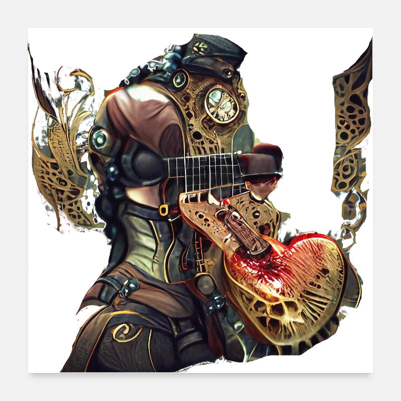 steampunk guitar robot Poster 60x60 cm