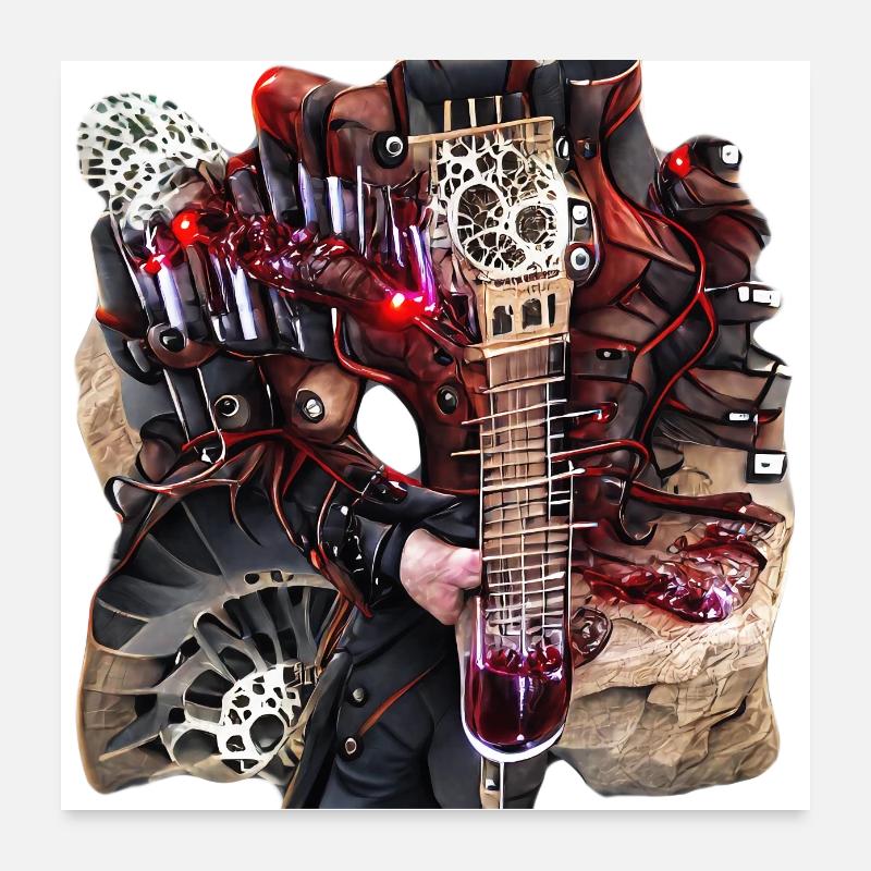 Gitarren Steampunk Monster Poster 60x60 cm
