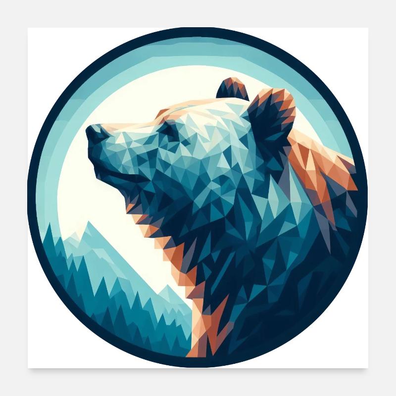 Polygon bear polar bear in polygon geometric style Poster 24" x 24" (60x60 cm)