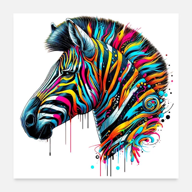 Zebra - Poster 60x60 cm - Weiß