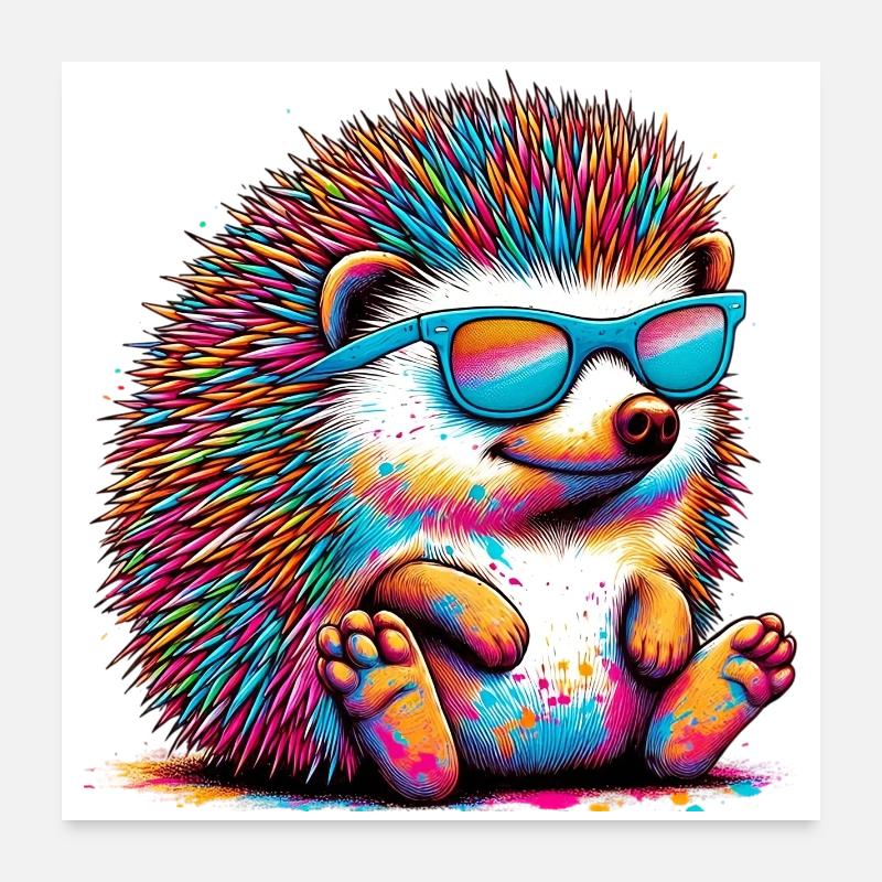 Igel mit Sonnenbrille Poster 60x60 cm