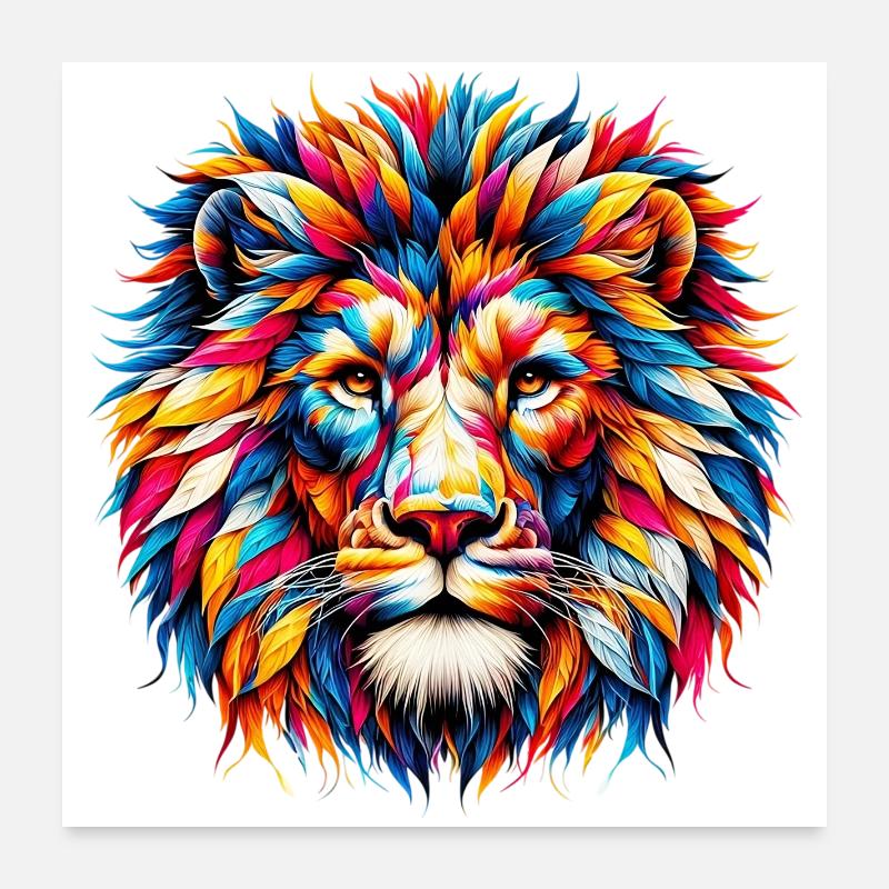 Lion - Poster 60 x 60 cm - blanc