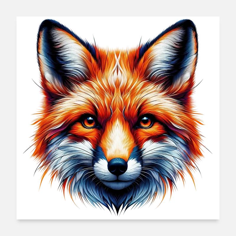 Fuchs - Poster 60x60 cm - Weiß
