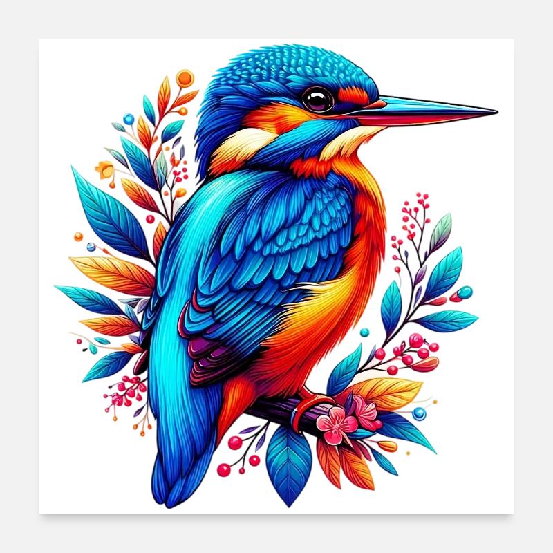 Eisvogel - Poster 60x60 cm - Weiß