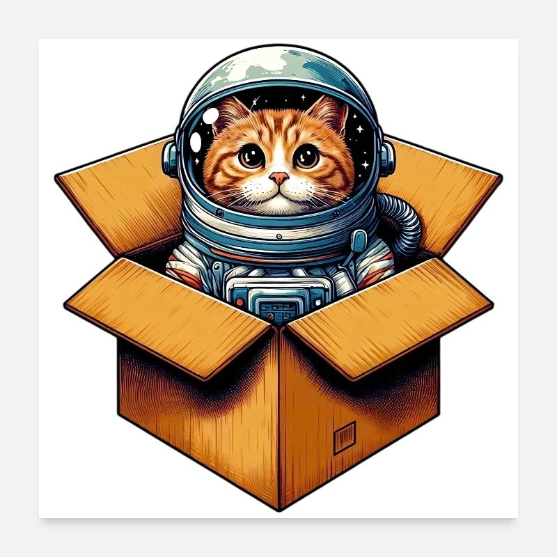 Chat astronaute Poster 60 x 60 cm