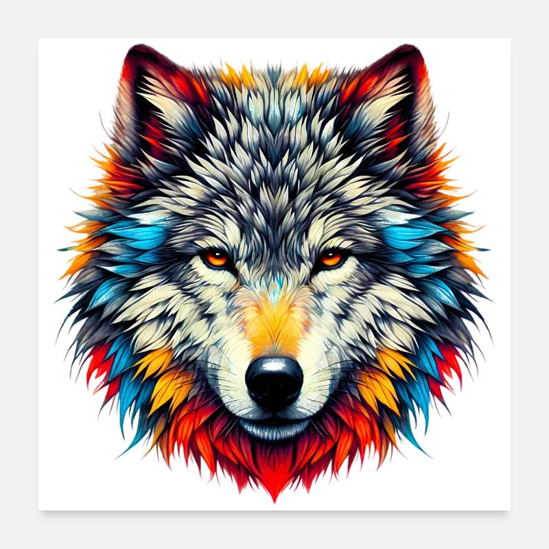 Wolf - Poster 60x60 cm - Weiß