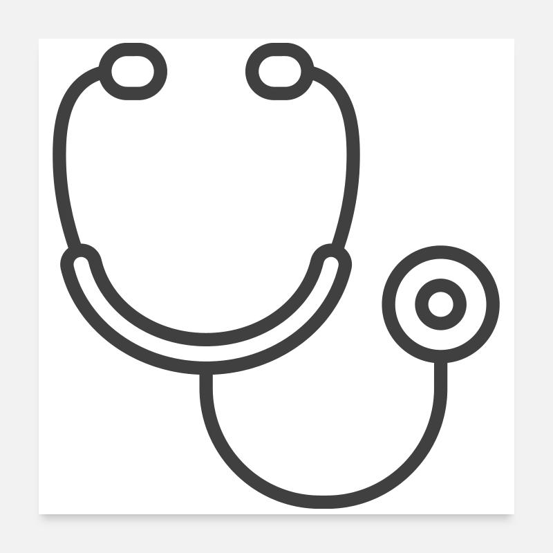 Icône du logo du stéthoscope médical Poster 60 x 60 cm