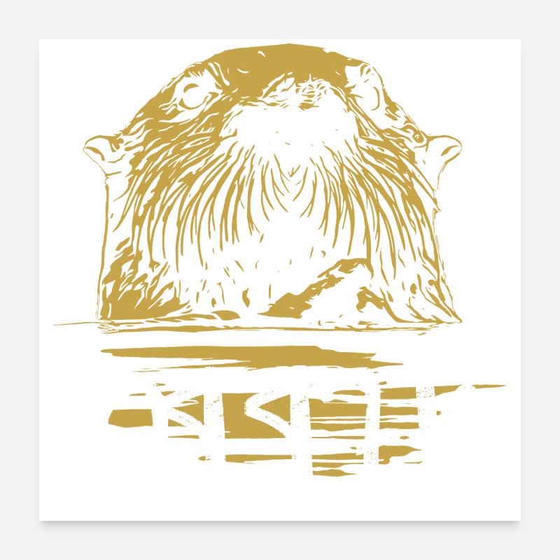 Modern calligraphy otter illustration Poster 24" x 24" (60x60 cm)