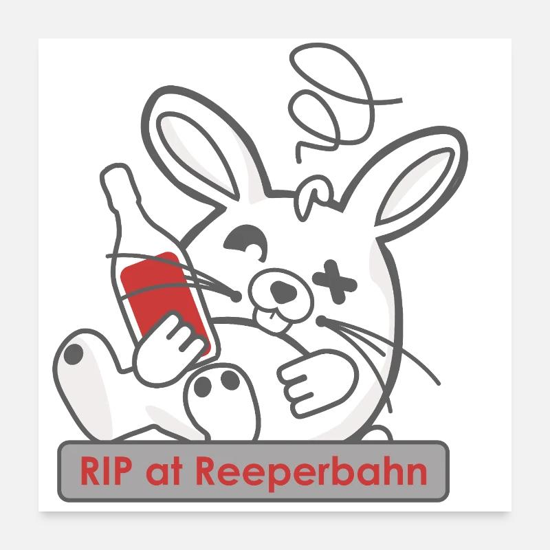 Funny bunny skull with bottle and Reeperbahn Poster 24" x 24" (60x60 cm)