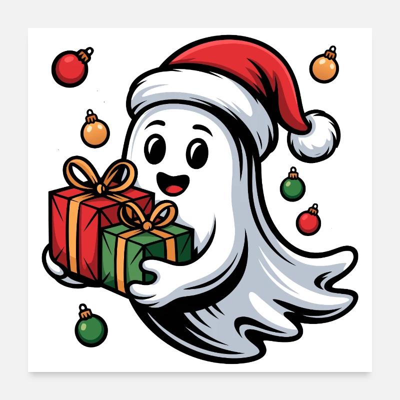 Weihnachtsgeist mit Geschenken Poster 60x60 cm