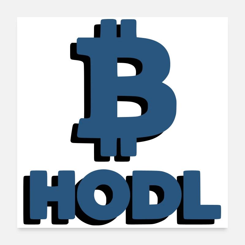 Bitcoin HODL Logo, Lettrage Crypto Poster 60 x 60 cm