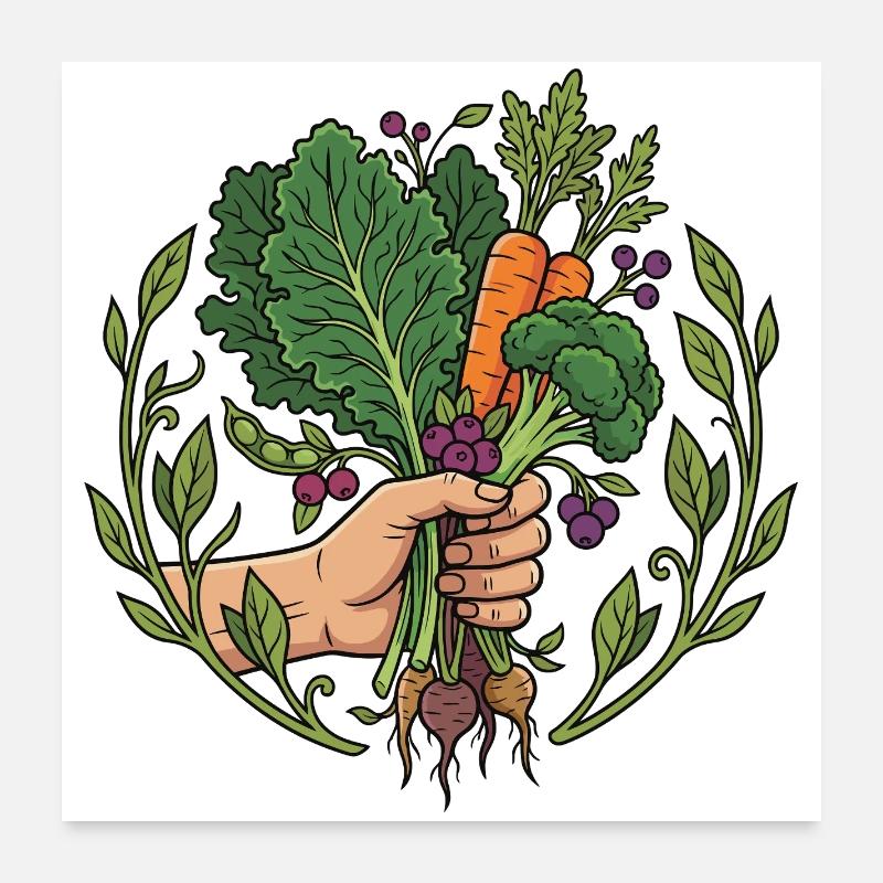 Harvest Hand Carrots & Root Vegetables Poster 24" x 24" (60x60 cm)